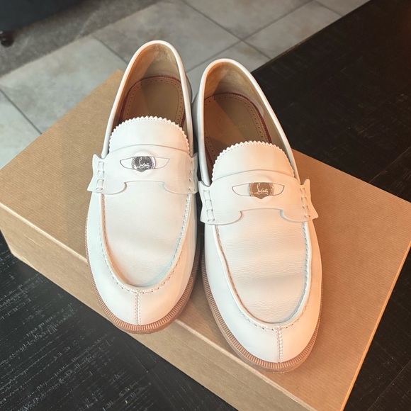 Christian laboutin White Leather Men's Loafers